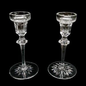 Vtg Rogaska Richmond Candlestick Holders LOT OF 2 Clear Crystal 6" Tall